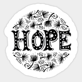 Letter design hope with floral on circle background. Sticker